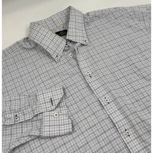 Holland‎ & Sherry Bespoke Men's 3XL Blue Plaid Long Sleeve Dress Shirt